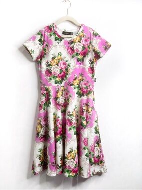 Rock Your Kid Rosette Pink Floral Waisted Dress NWT Size 12